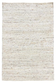 Natural Raw Wool Flatweave Round Hand Knotted Rug