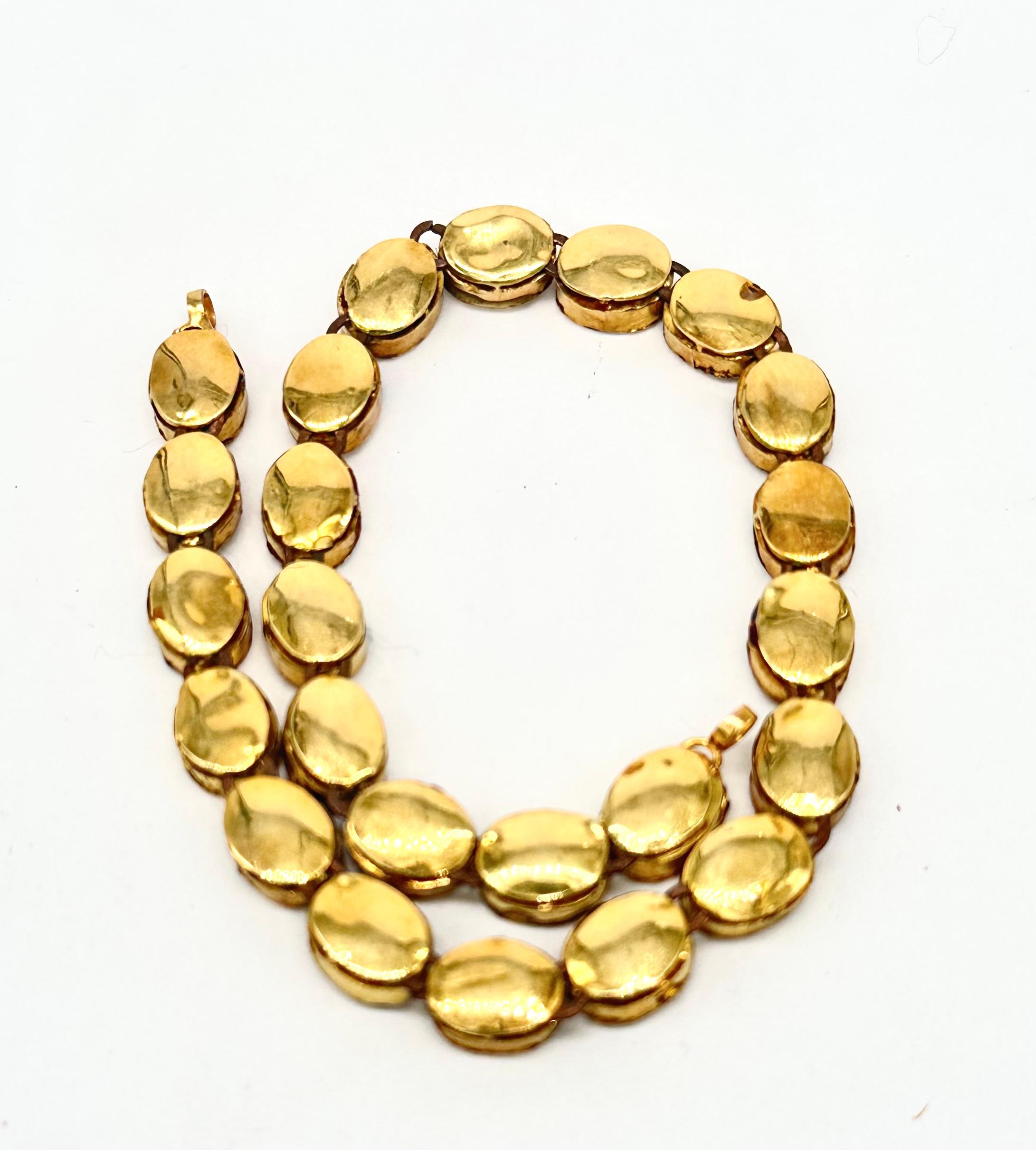 Natural real 9.80cts uncut cut diamonds in 18k gold necklace 9.5