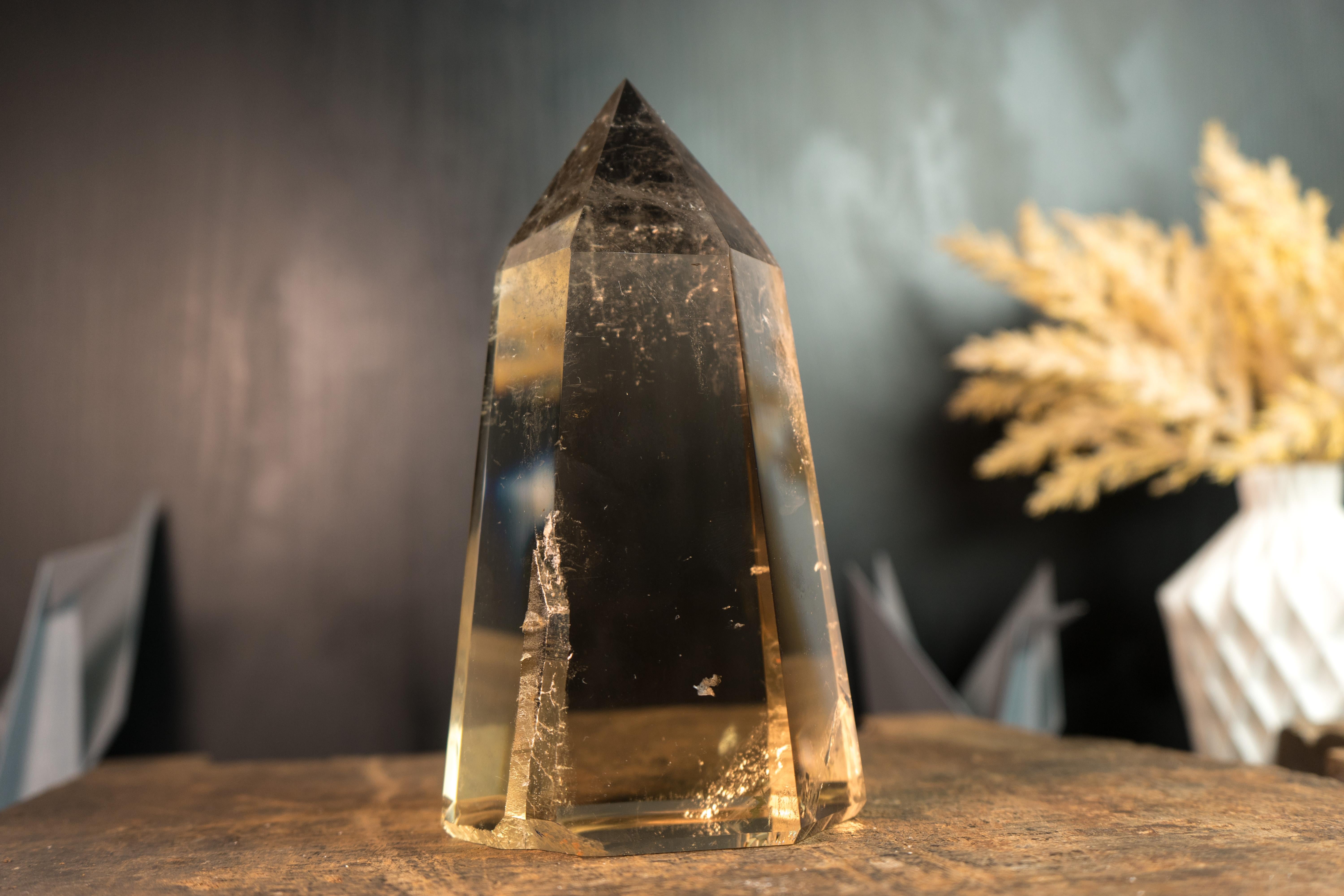 Contemporary Natural Real Citrine Obelisk Tower, AAA Water-Clear Honey Orange Citrine For Sale
