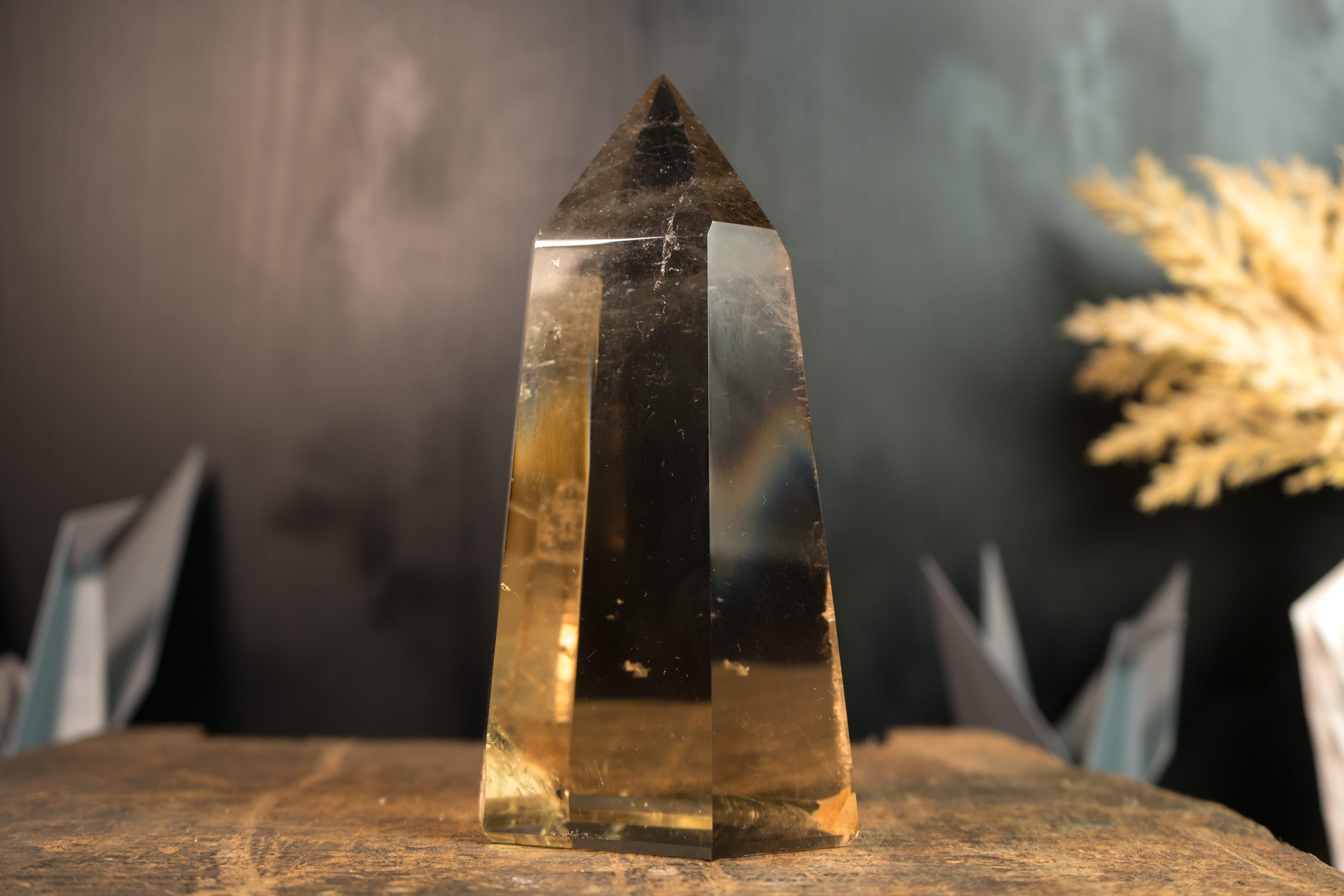 Natural Real Citrine Obelisk Tower, AAA Water-Clear Honey Orange Citrine For Sale 3