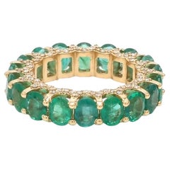 Natürlicher Smaragd Diamant Ewigkeitsring 14k Gold