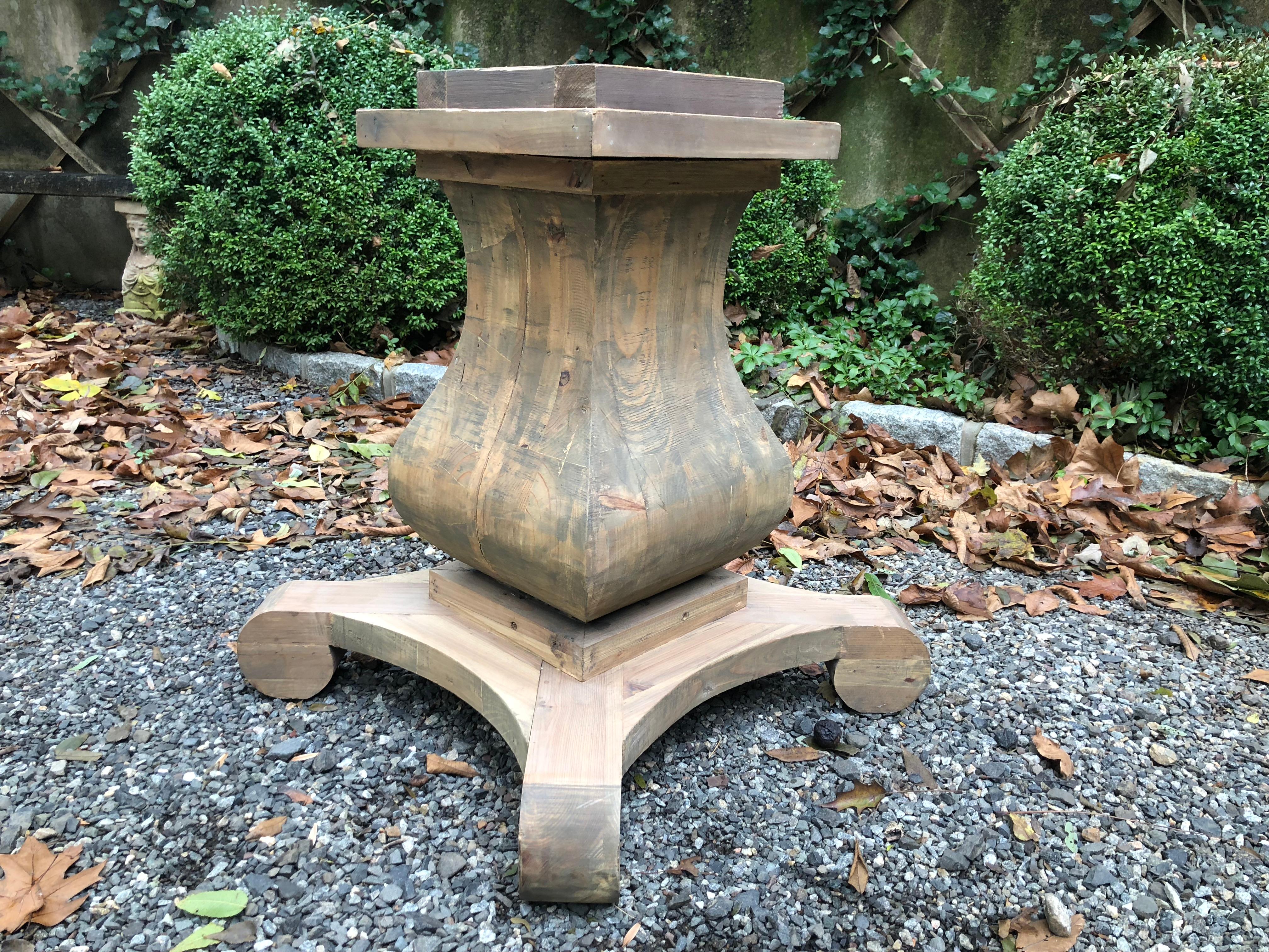 reclaimed wood pedestal dining table