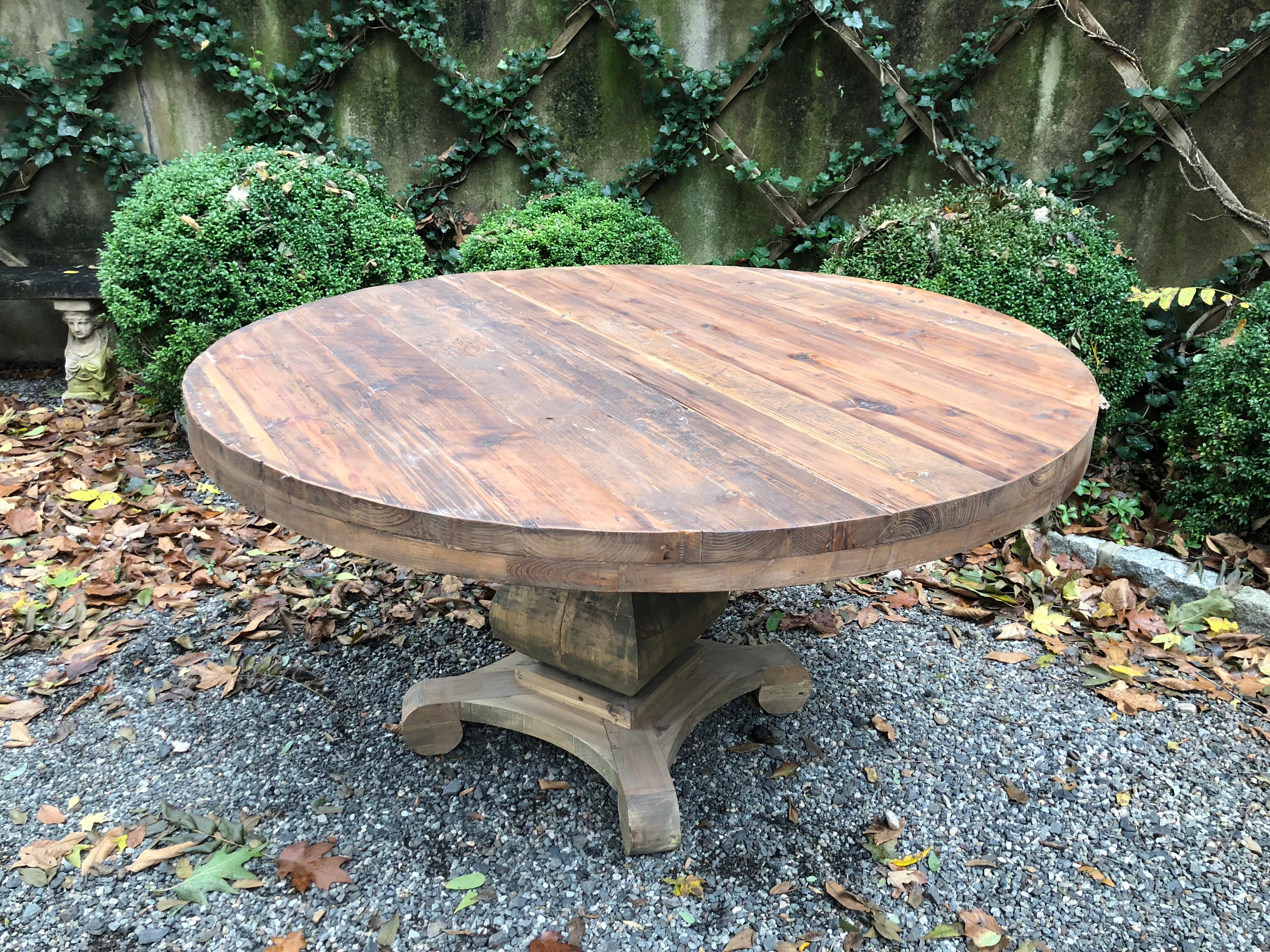 reclaimed pedestal table