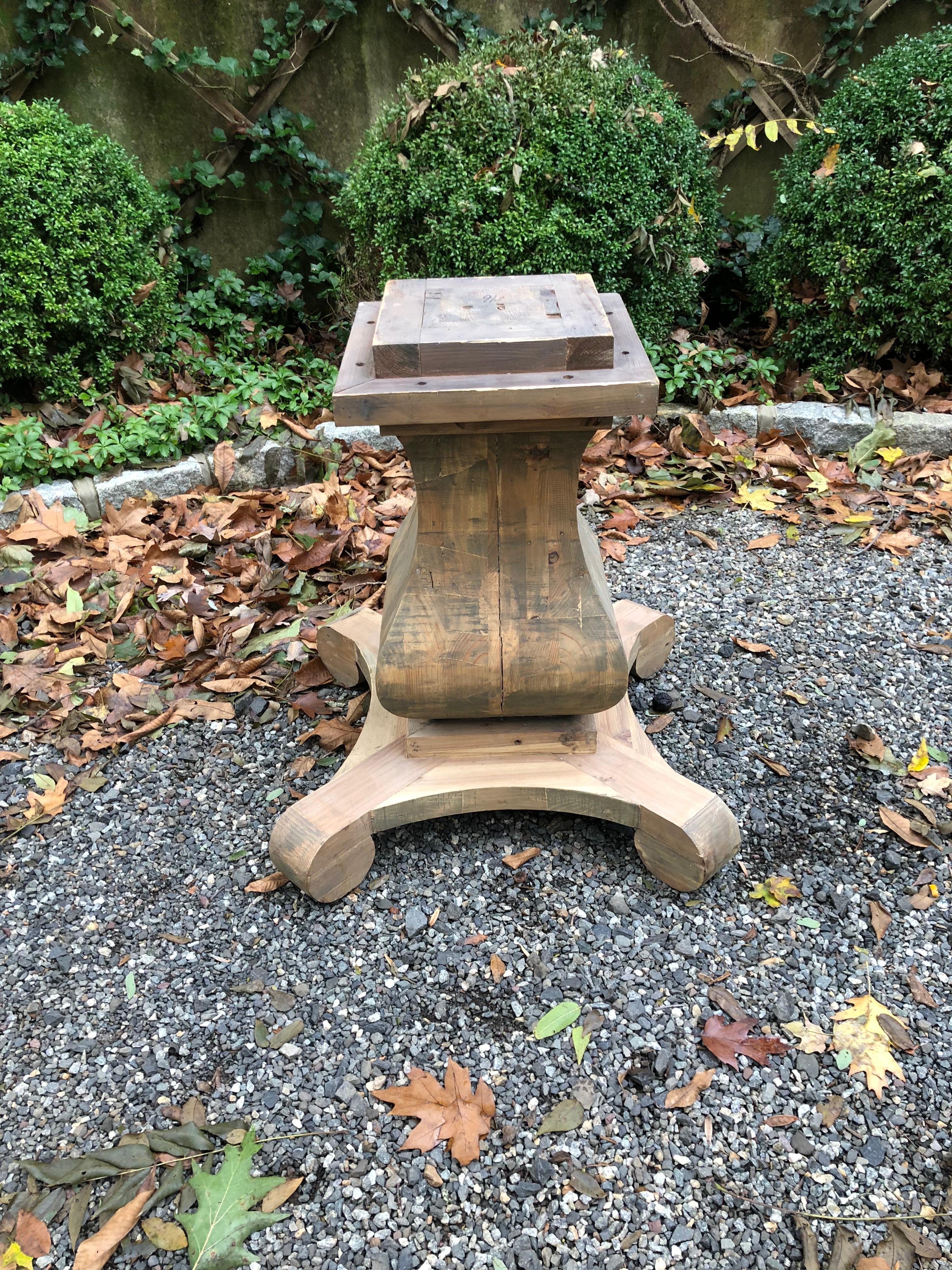 Rustic Natural Reclaimed Wood Large Round Pedestal Table