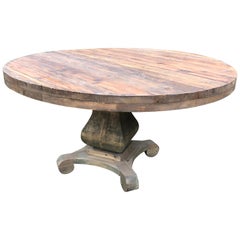 Natural Reclaimed Wood Large Round Pedestal Table