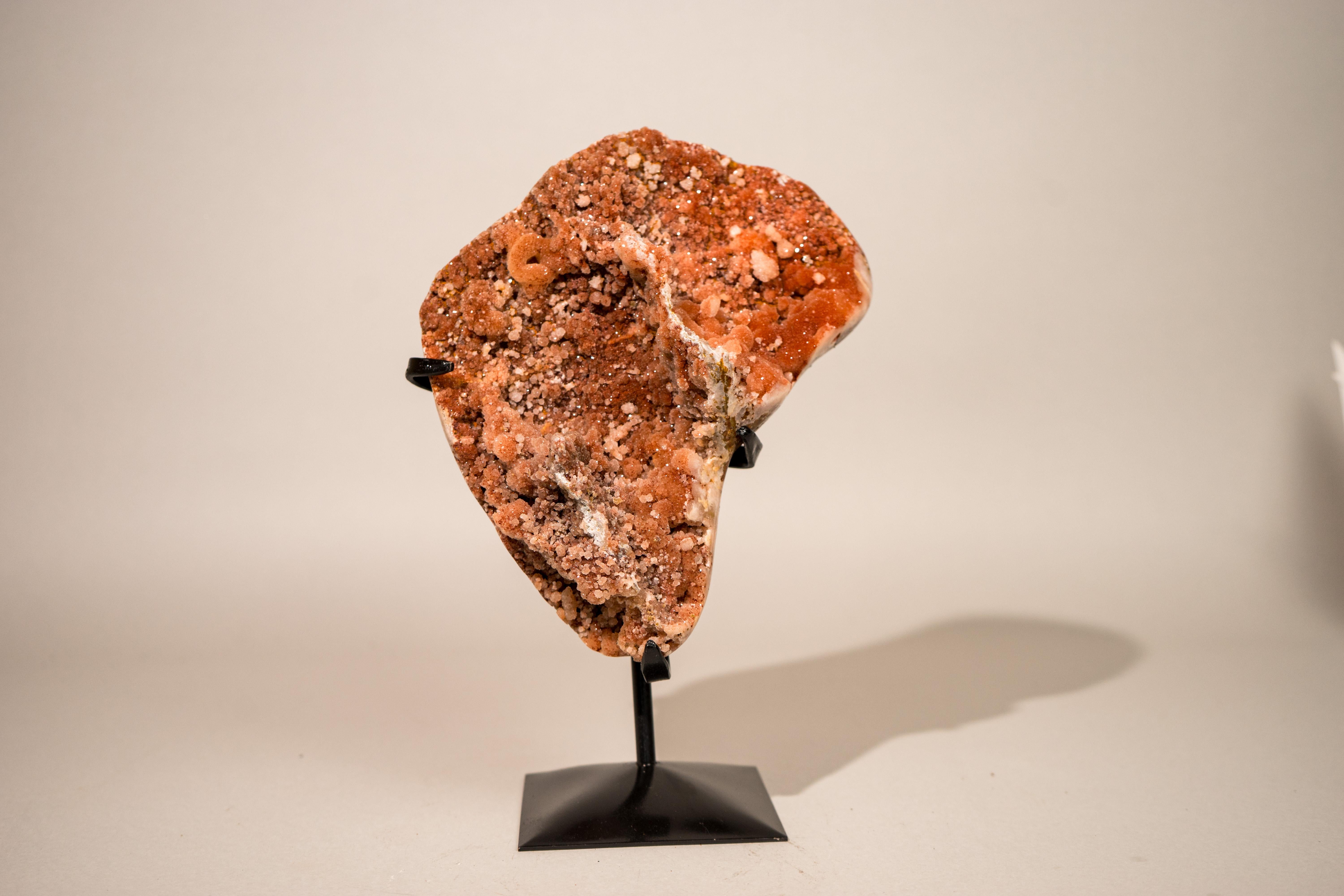 Cluster di ametista rossa naturale con druzy galattico scintillante su supporto in vendita 6