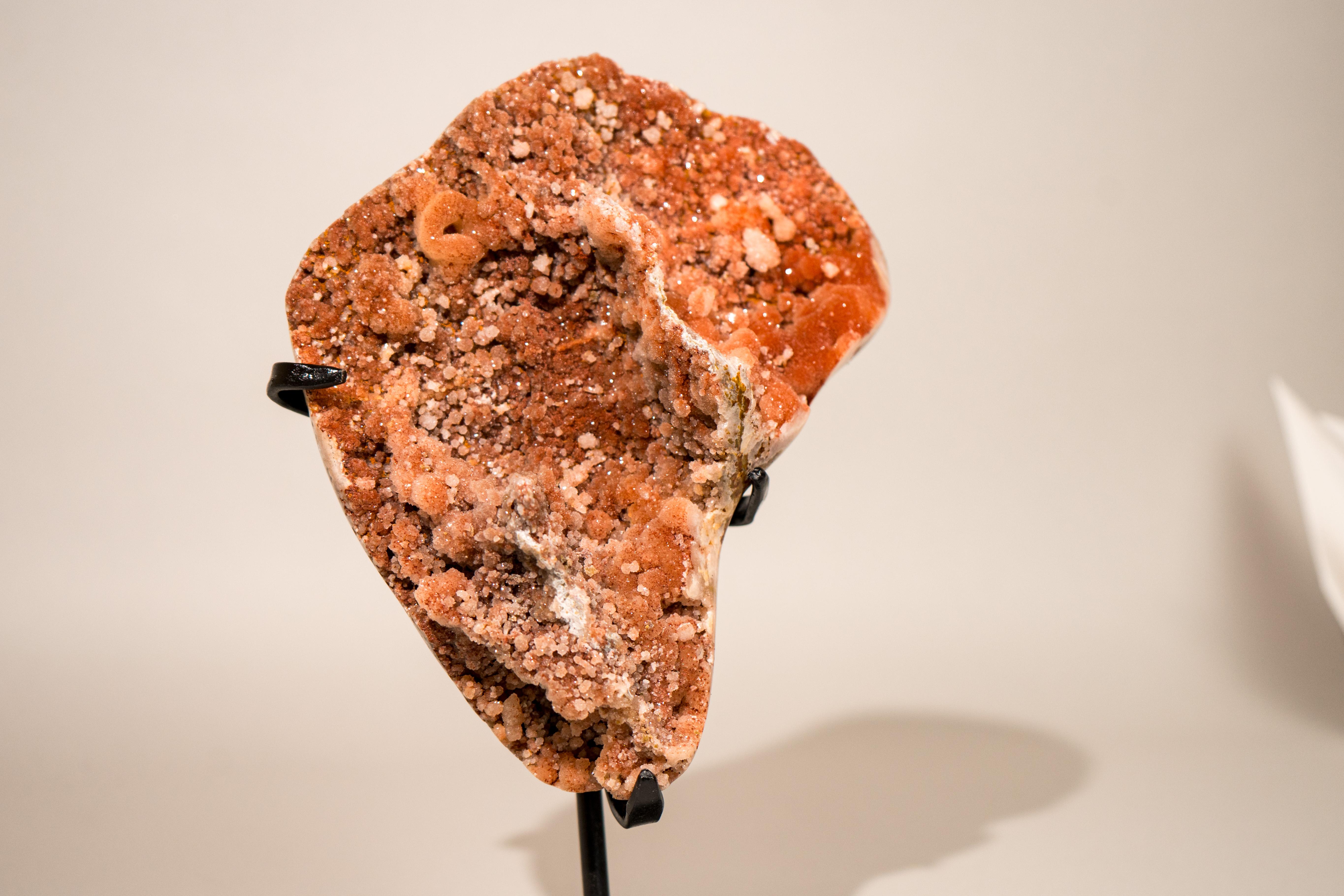Cluster di ametista rossa naturale con druzy galattico scintillante su supporto in vendita 7