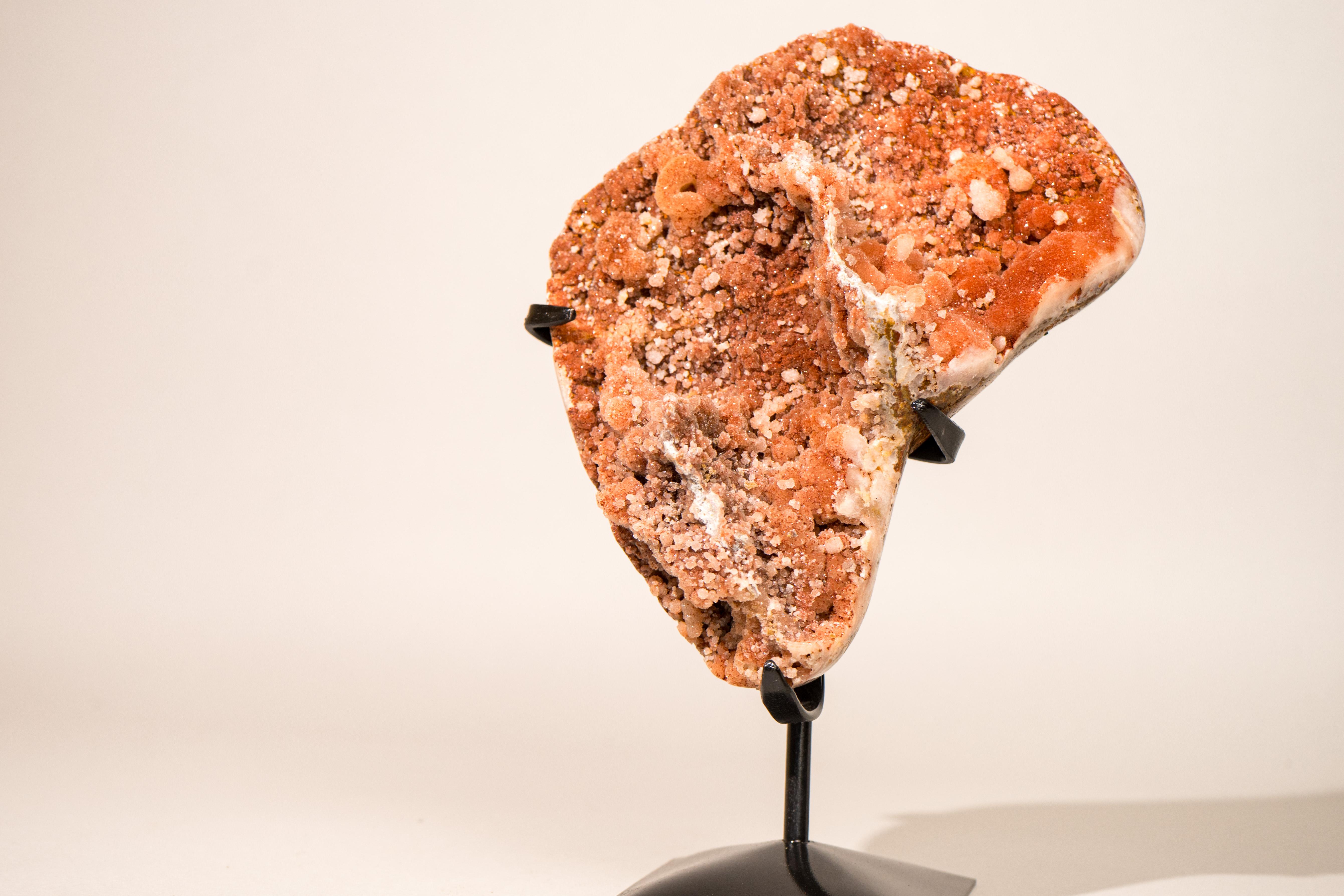 Cluster di ametista rossa naturale con druzy galattico scintillante su supporto in vendita 1