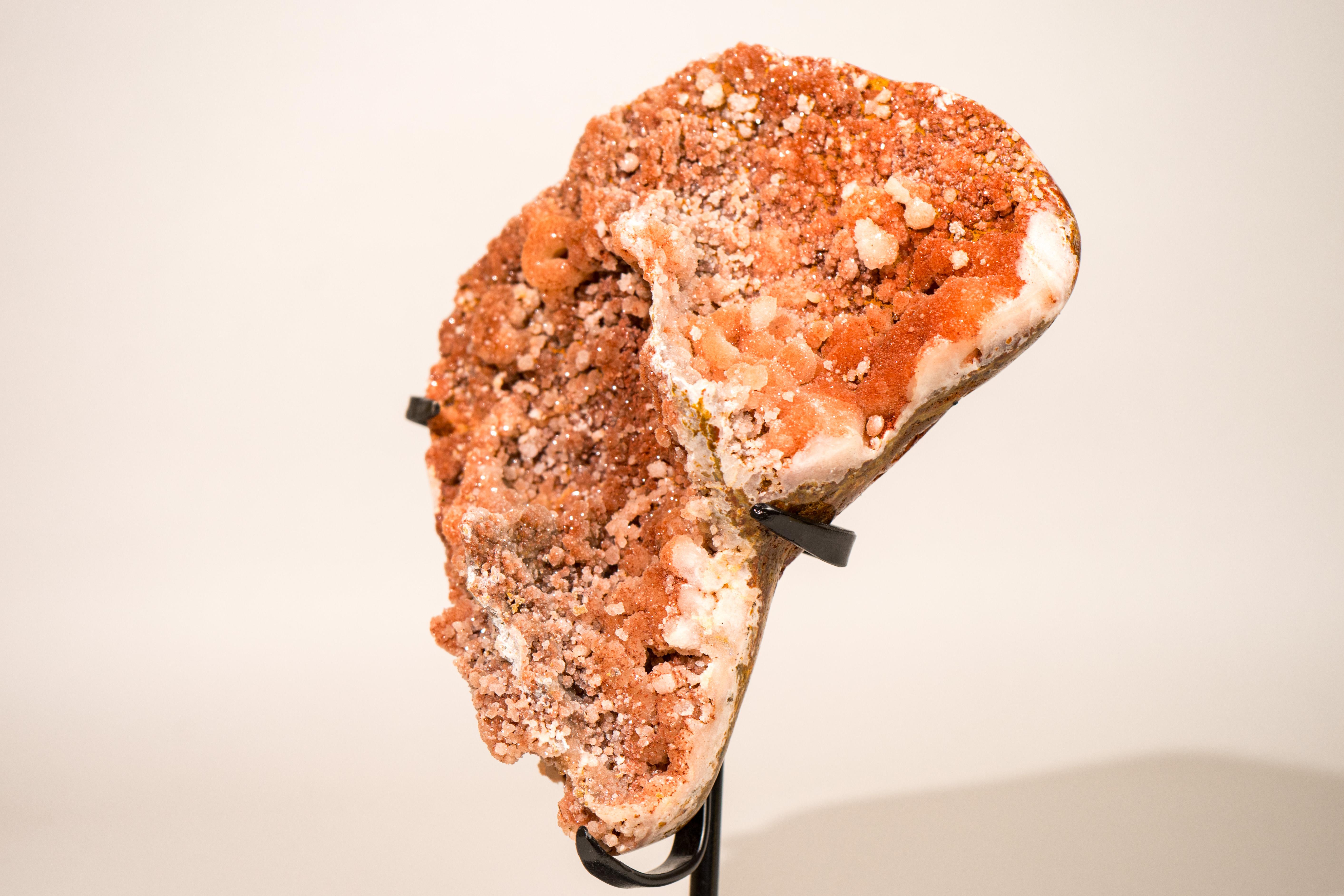 Cluster di ametista rossa naturale con druzy galattico scintillante su supporto in vendita 2