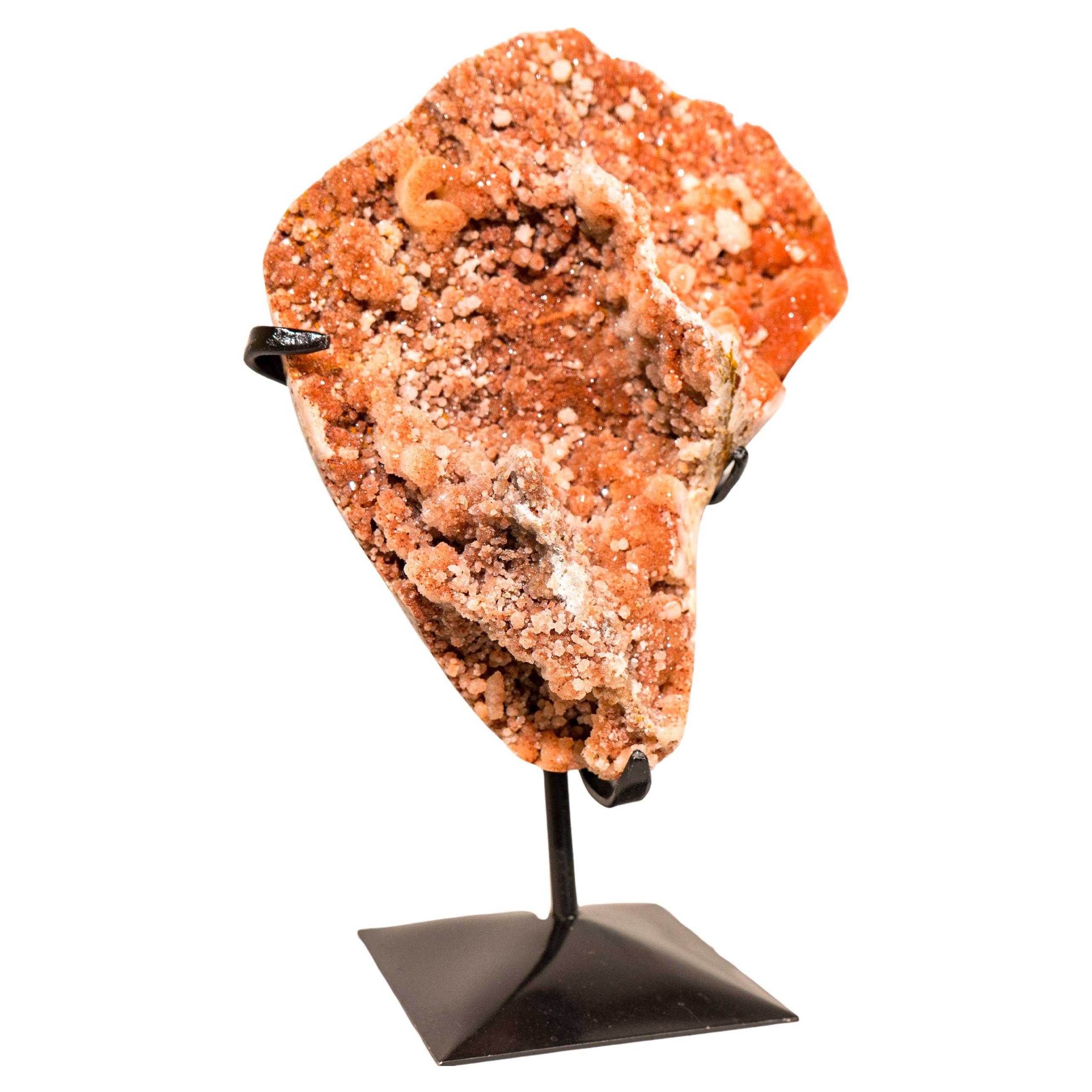 Racimo de amatista roja natural con drusa galaxia brillante sobre soporte