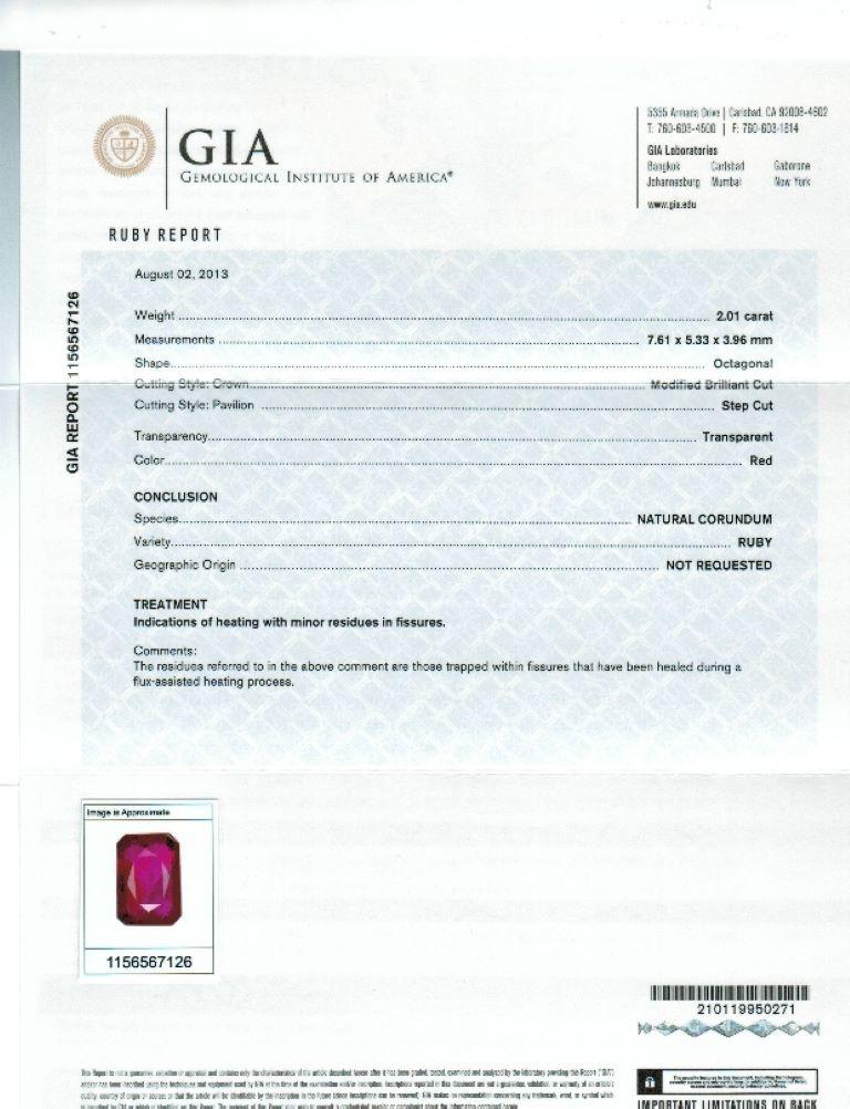 Natürlicher roter Burma-Rubin Edelstein 2,01 Karat mit GIA-Bericht / JupiterGem (Gemischter Schliff)