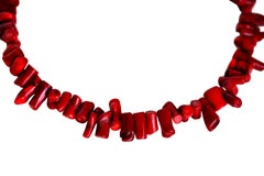 Natural Red Coral Bead Necklace