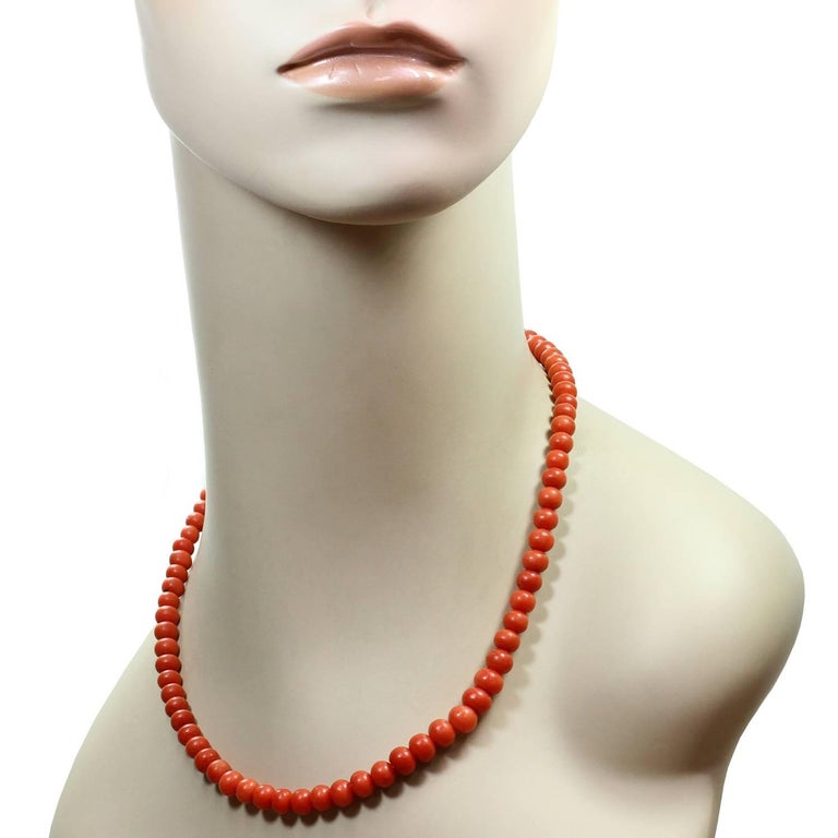 Natural Red Coral Bead Necklace For Sale at 1stDibs red coral beads