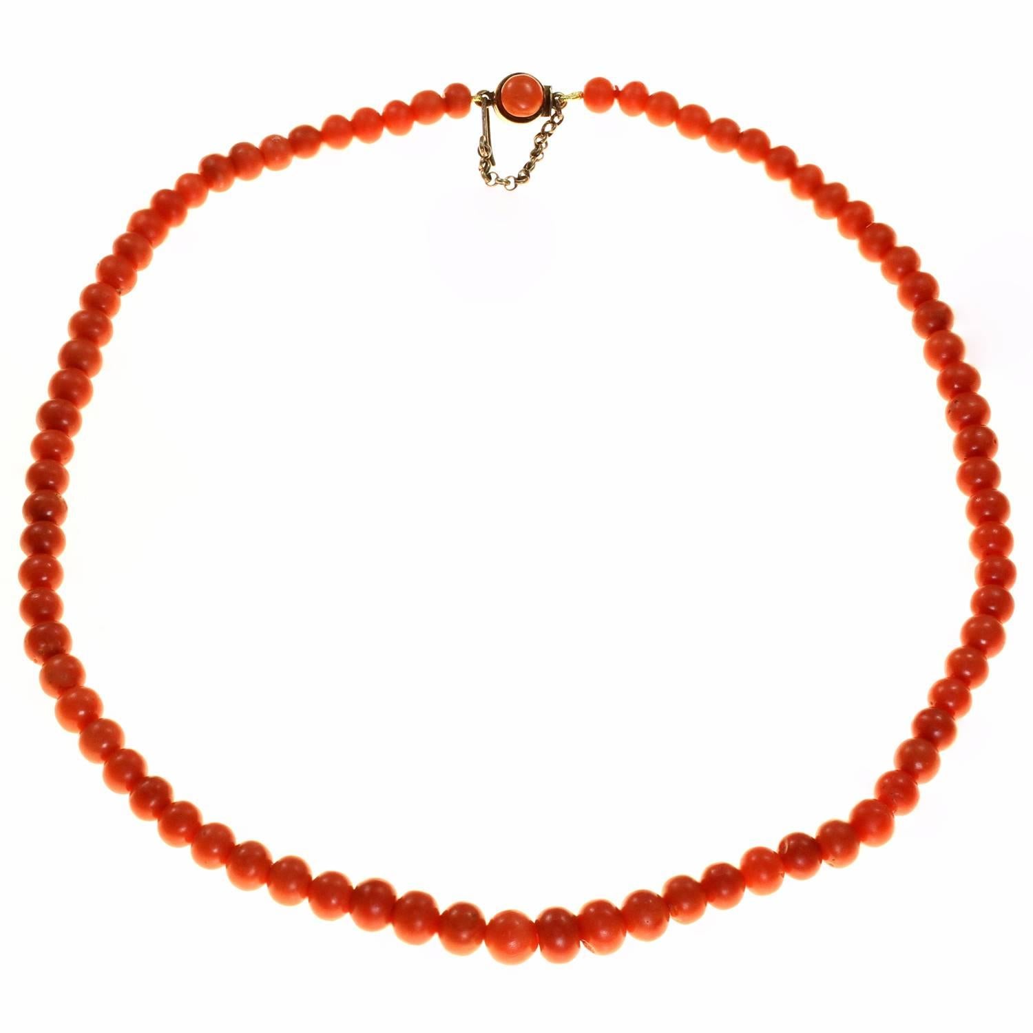 Natural Red Coral Bead Necklace