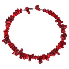 Natural Red Coral Bead Necklace