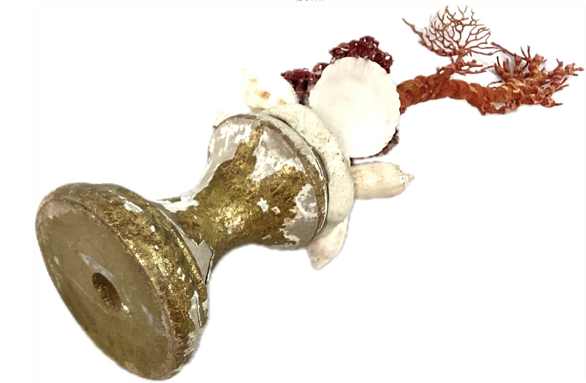 Coral Rojo Natural Montado Sobre Fragmento De Madera Dorada Del Siglo XVIII siglo XX en venta