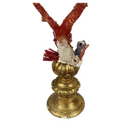 Natural Red Coral Mounted on 18th Century Giltwood Fragment