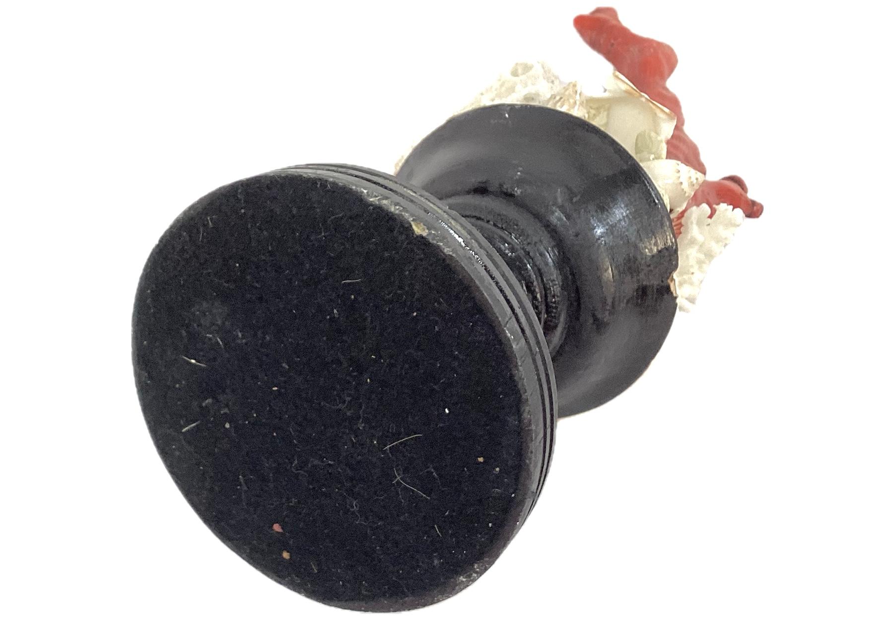 Natural Red Coral Mounted On 18th Century Painted Wood Fragment For Sale 2