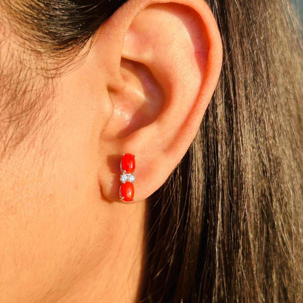 These stunning Natural Red Coral with CZ 925 Sterling Silver Earrings are the perfect combination of elegance and boldness. Featuring a striking medallion stud design, these earrings are crafted with genuine red coral set in high-quality 925