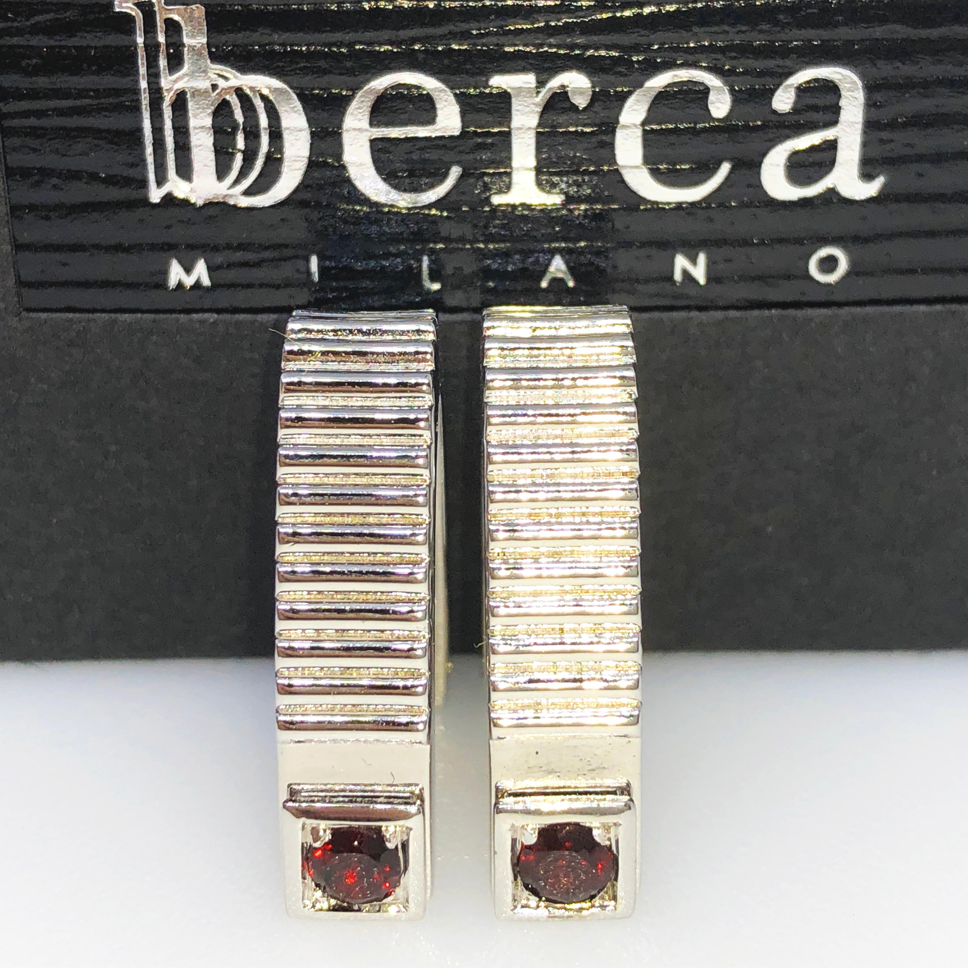 Chic, Unique yet Timeless Natural 0.35Kt Red Garnet Brilliant Cut Stirrup Shaped Sterling Silver Cufflinks.
In our Smart Black Box and Pouch.