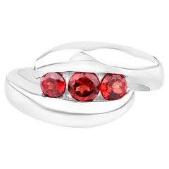 Bague de dérivation en argent sterling avec grenat rouge naturel de 0,75 carat