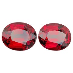 Natural Red Garnet Pair Gemstone: Oval Cut January Birthstone