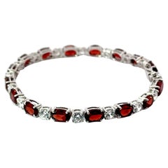 Bracciale tennis in argento con granato rosso naturale e zircone in gioielli per la mamma