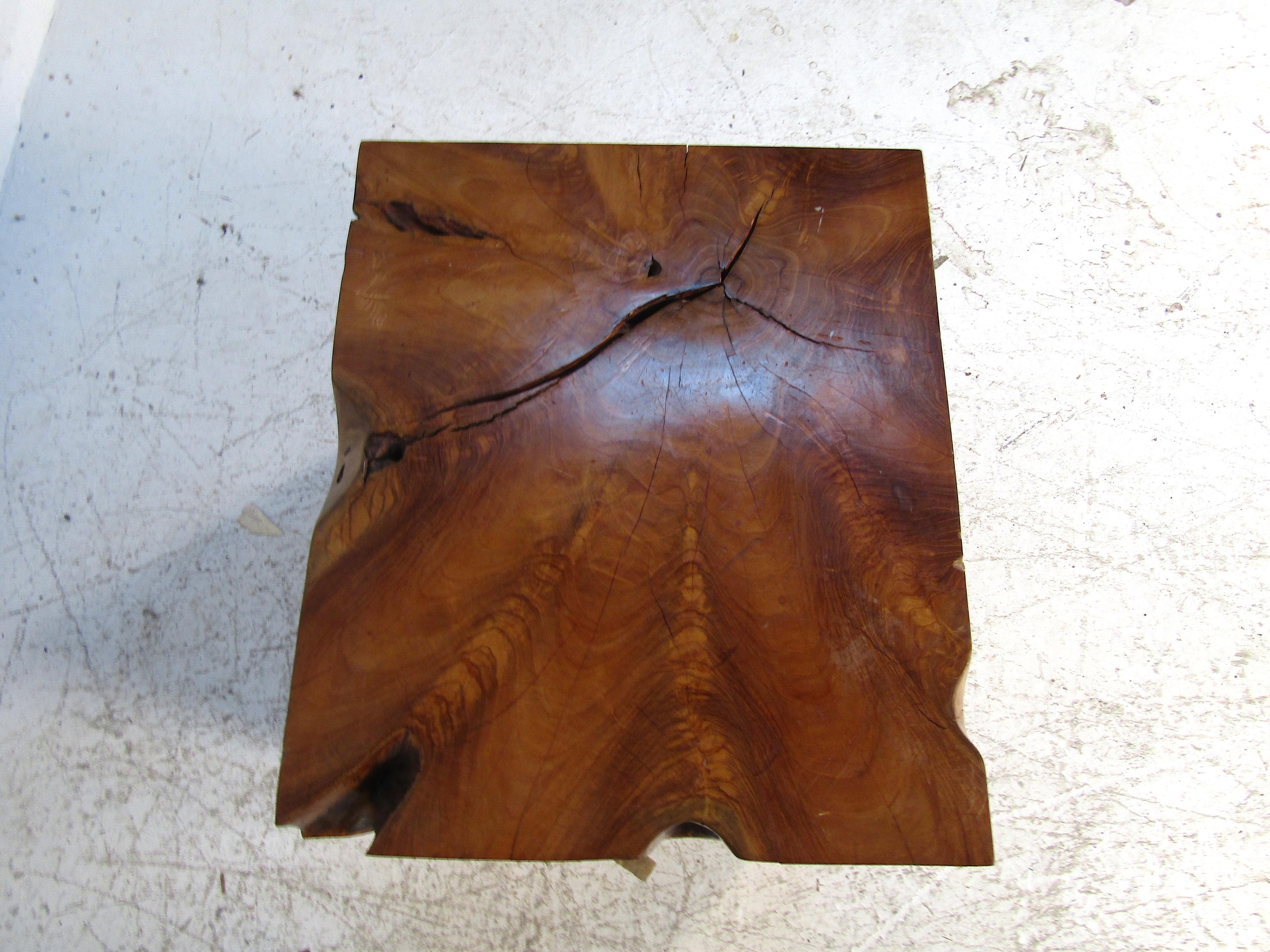 20th Century Natural Red Oak Slab Side Table