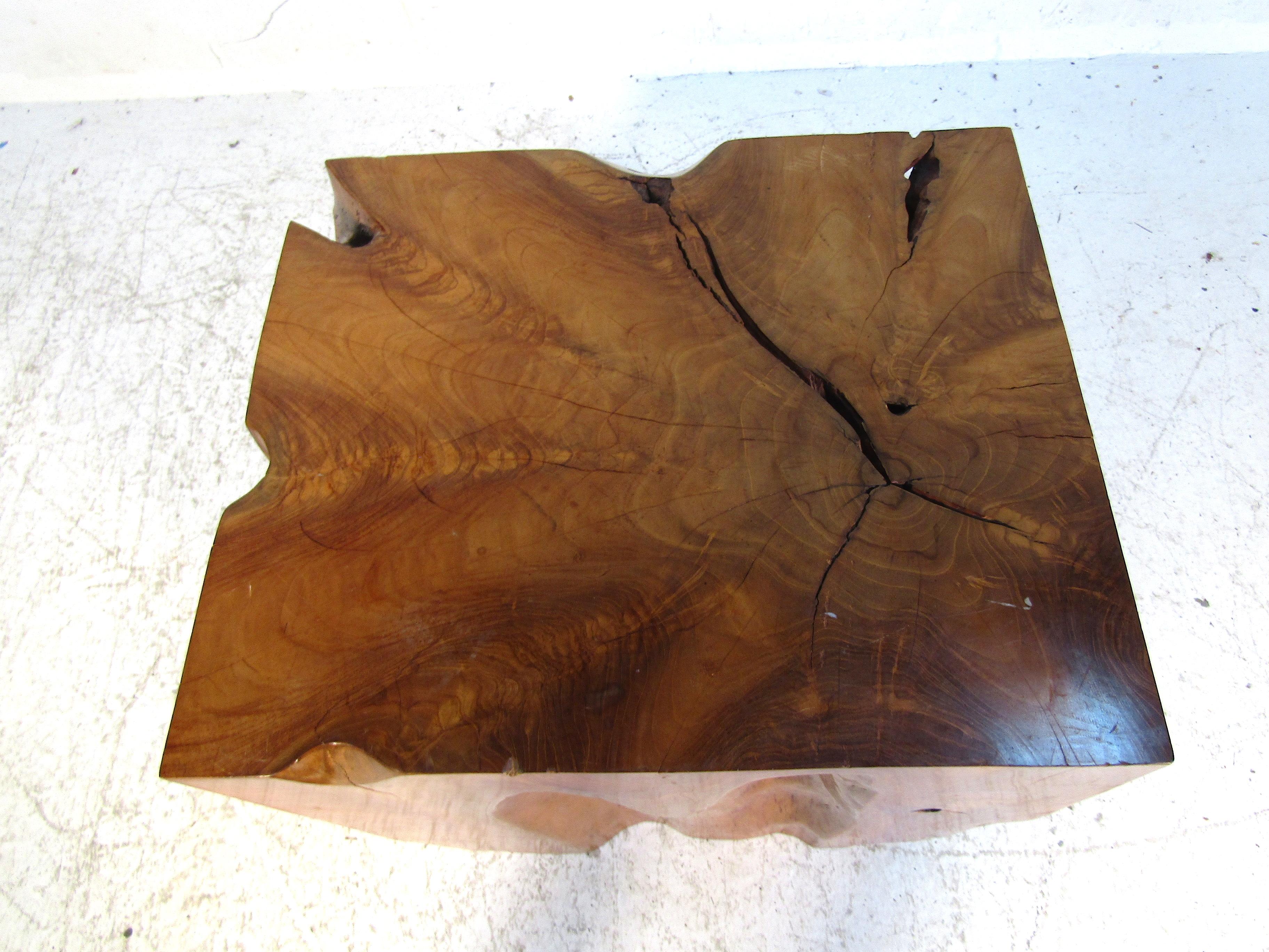 Natural Red Oak Slab Side Table 1
