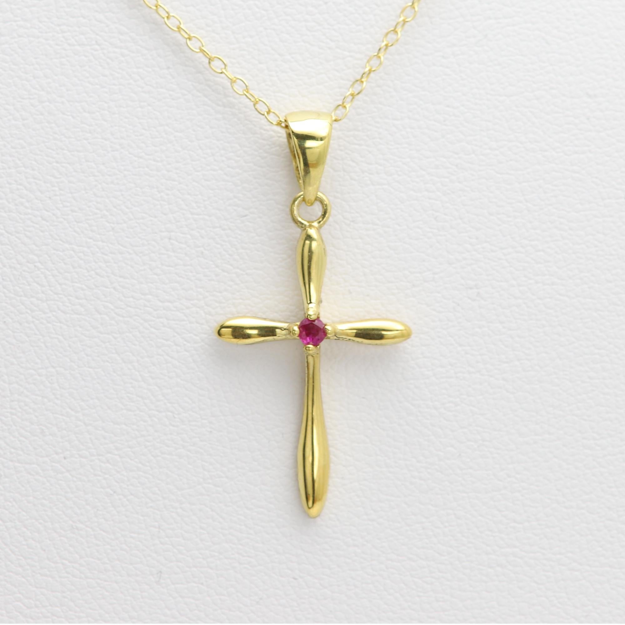 Natural Red Ruby Cross Pendant Sterling Silver Cross im Angebot 3