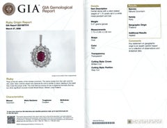 Natural Red Ruby Gemstone 1.15 carats set in Platinum Pendant with Diamonds GIA