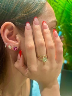 Natural Red Ruby Pear Shaped Earring Studs 14k White Gold