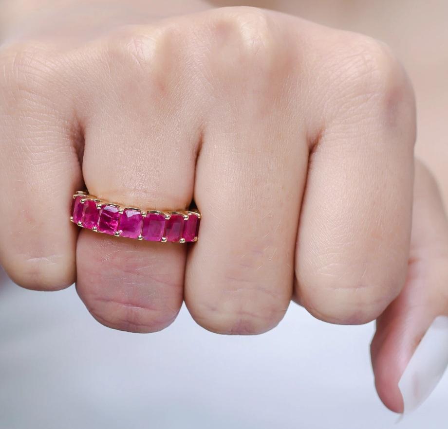 Natural red ruby ring in 18k gold (Asscher-Schliff) im Angebot