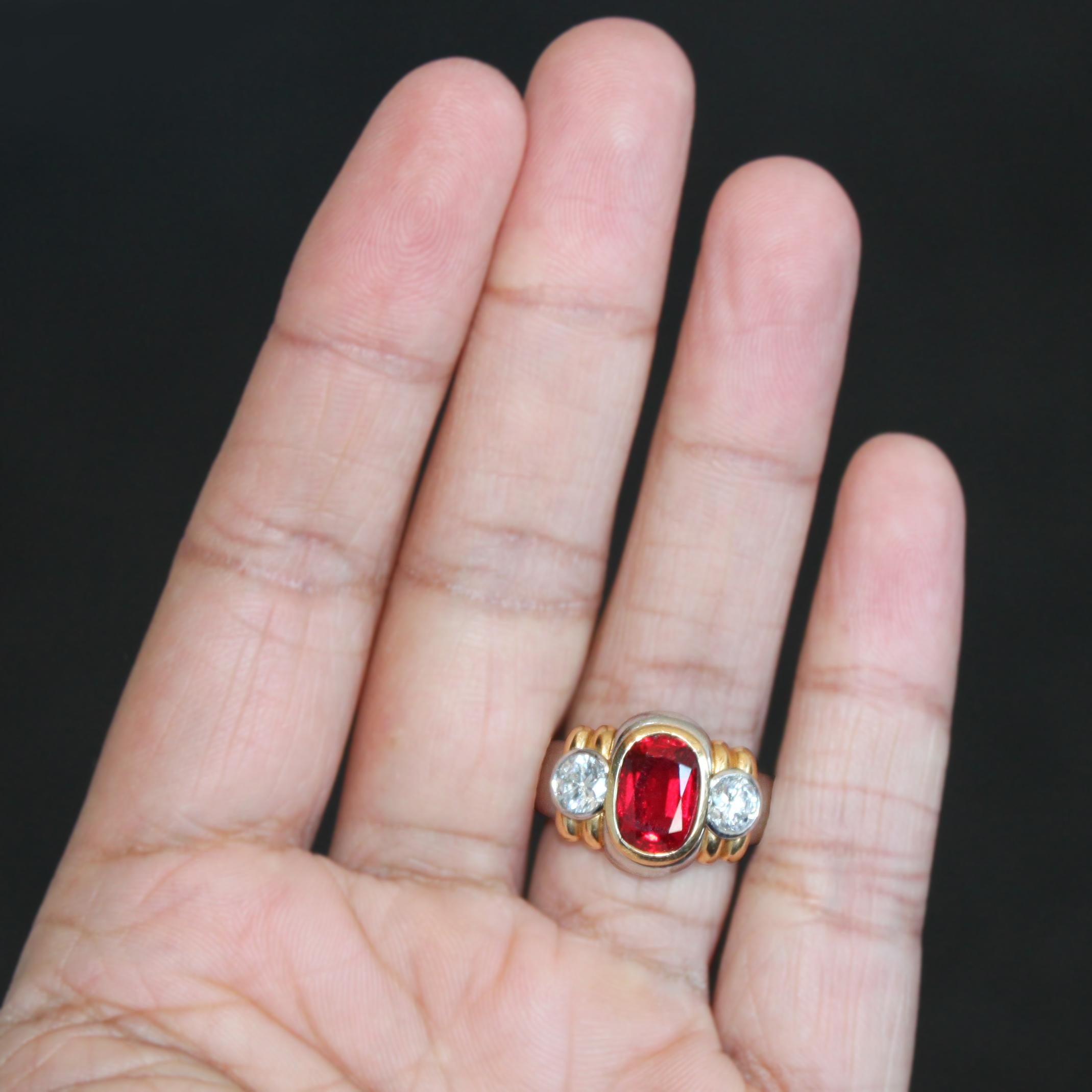 Natural Red Spinel and Diamond Ring 5
