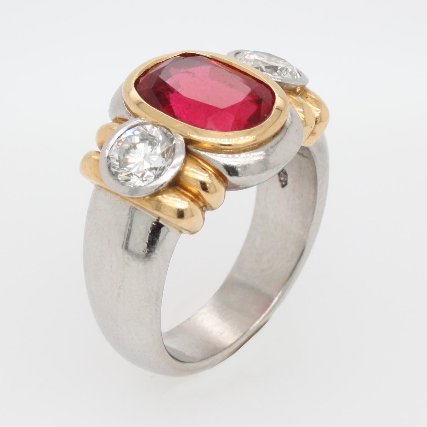 Natural Red Spinel and Diamond Ring 1