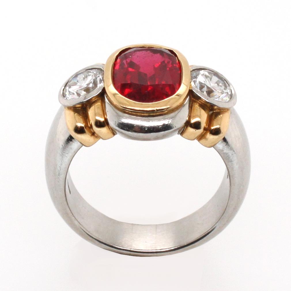 Natural Red Spinel and Diamond Ring 2