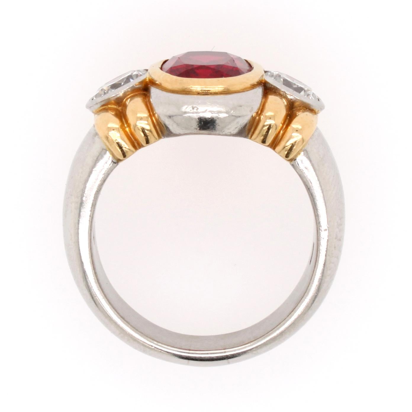 Natural Red Spinel and Diamond Ring 3
