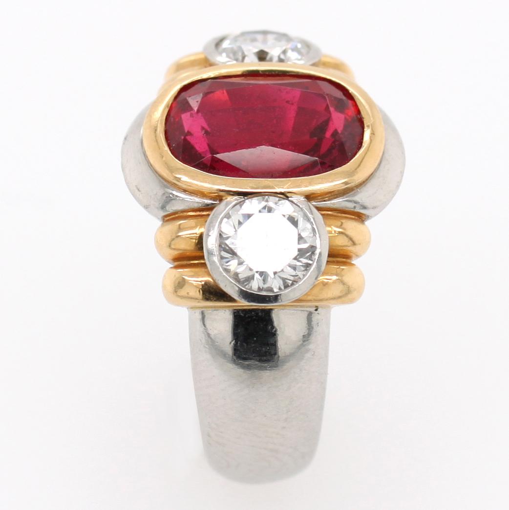 Natural Red Spinel and Diamond Ring 4