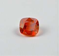 Natural Reddish Orange Garnet Gemstone: 3.75 Carat Cushion Cut