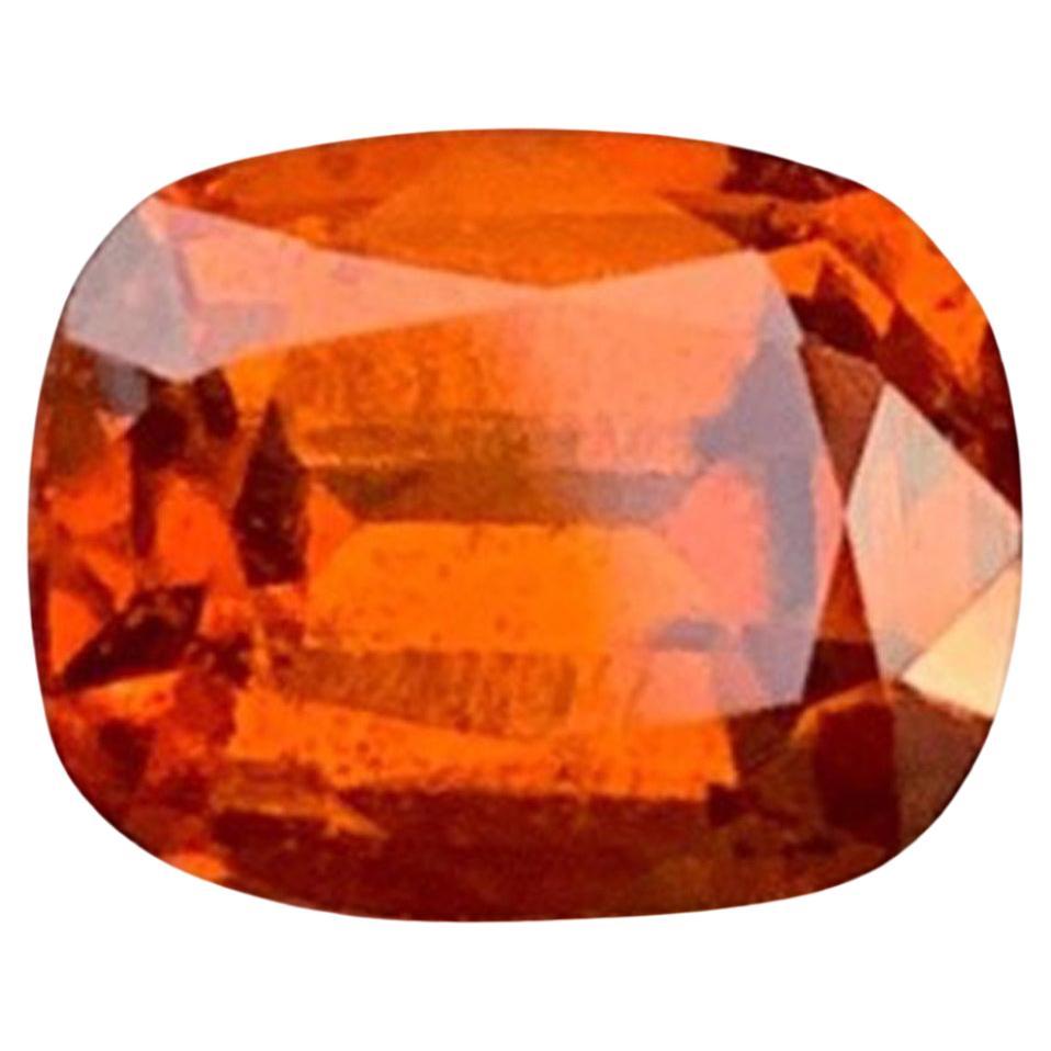 Natural Reddish Orange Grossular Garnet Gemstone: 2.15 Carat Cushion Cut For Sale