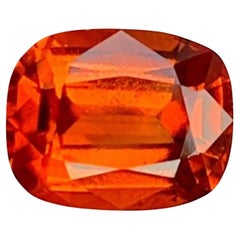 Natural Reddish Orange Grossular Garnet Gemstone: 2.20 Carat Cushion Cut