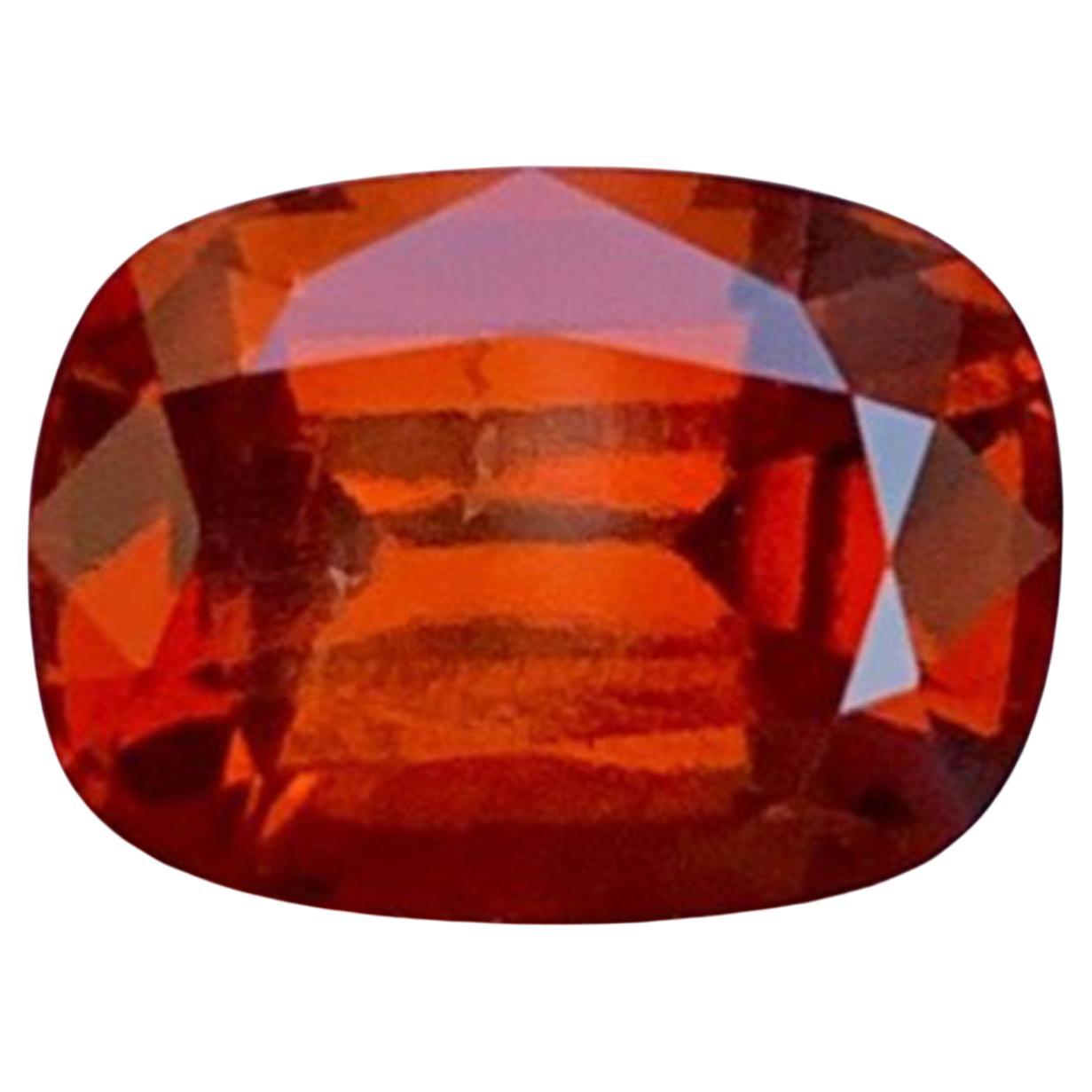 Natural Reddish Orange Grossular Garnet Gemstone: 2.50 Carat Cushion Cut