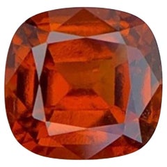 Natural Reddish Orange Grossular Garnet Gemstone: 2.60 Carat Cushion Cut