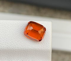 Natural Reddish Orange Grossular Garnet Gemstone: 2.84 Carat Cushion Cut