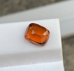 Natural Reddish Orange Grossular Garnet Gemstone: 2.98 Carat Cushion Cut