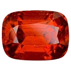 Natural Reddish Orange Grossular Garnet Gemstone: 3.60 Carat Cushion Cut