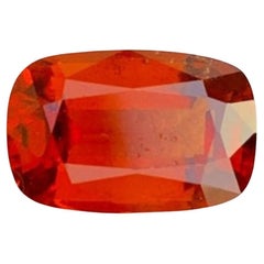 Natural Reddish Orange Grossular Garnet Gemstone: 4.00 Carat Cushion Cut