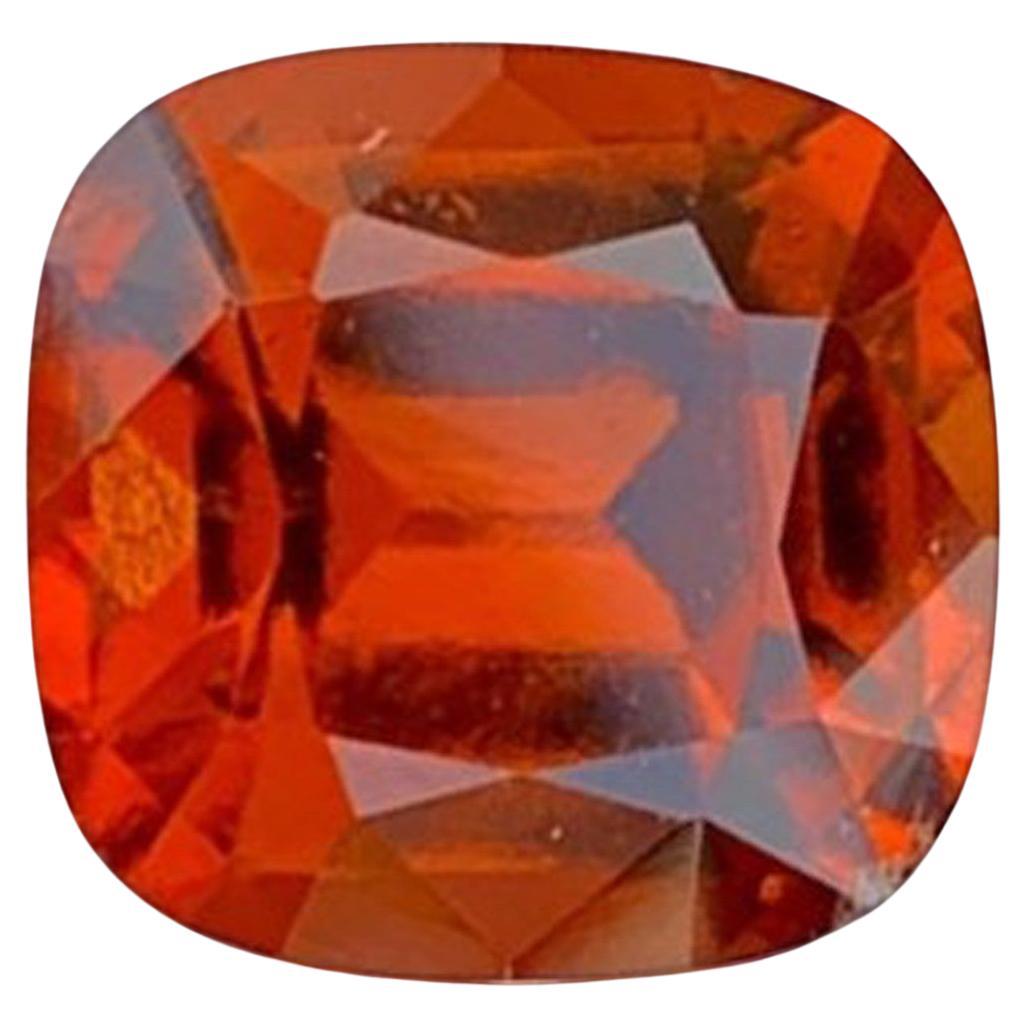 Natural Reddish Orange Grossular Garnet Gemstone: 4.30 Carat Cushion Cut
