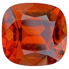 Natural Reddish Orange Grossular Garnet Gemstone: 4.30 Carat Cushion Cut