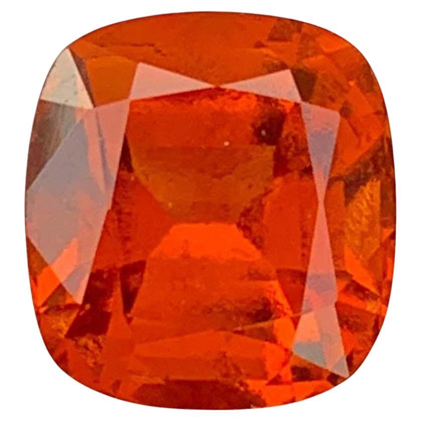 Natural Reddish Orange Grossular Garnet Gemstone: 4.54 Carat Cushion Cut